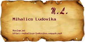 Mihalics Ludovika névjegykártya